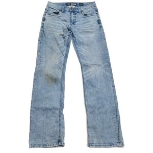 BKE Jake BootLeg Whiskering Thick Stitching Blue Denim Jeans Men's 31Lx34